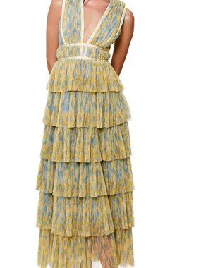 HUTCH Amora Floral Tulle Tiered Gown - Like new